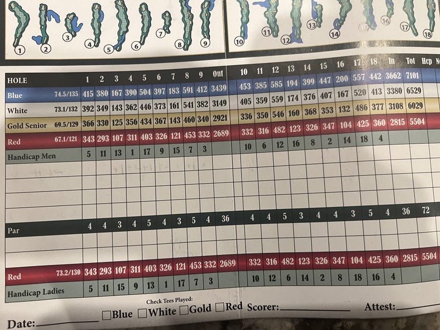 weston lakes scorecard